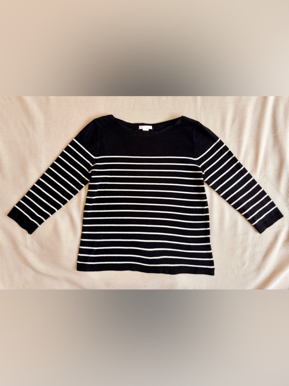 H&M Black & White Striped Basic Knit Top